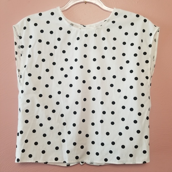 Zara Other - Zara NWT Girls Soft Collection  White/Black Dots Short Sleeve Shirt. Size 11/12.